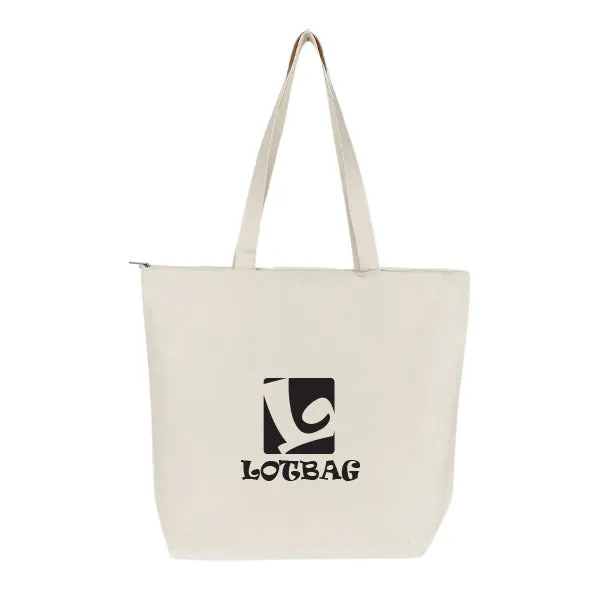 12 Oz. Cotton Canvas Organic Zipper Top Tote Bag (Q591211)