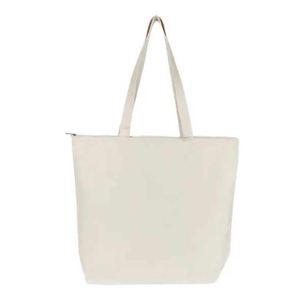 12 Oz. Cotton Canvas Organic Zipper Top Tote Bag (Q591211)