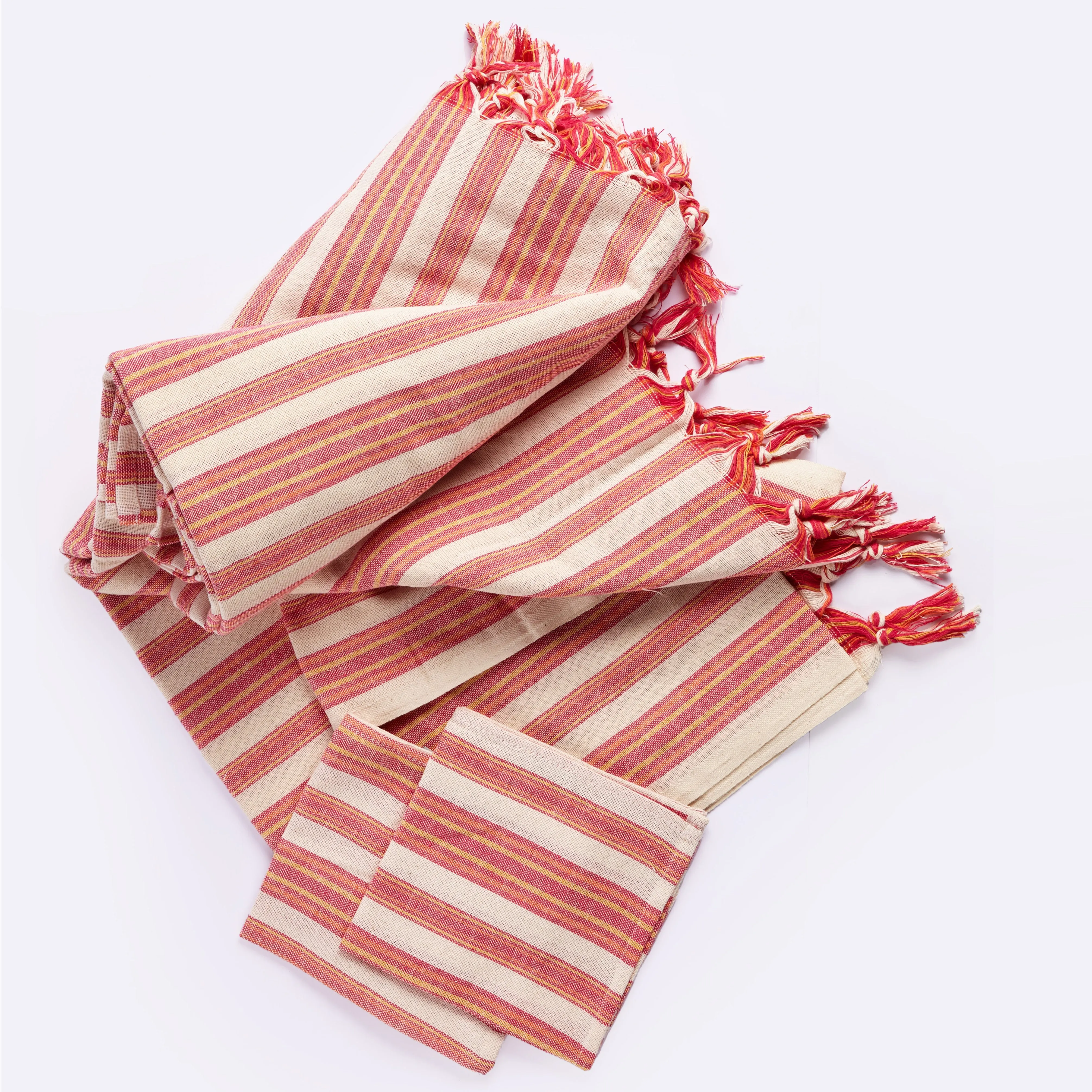 Andana Striped Tablecloth Set - Magenta by Eco Hilana