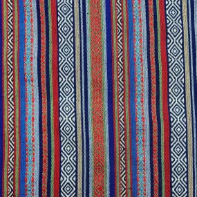 Blue Stripes Tribal Print Recycled Jacquard Fabric