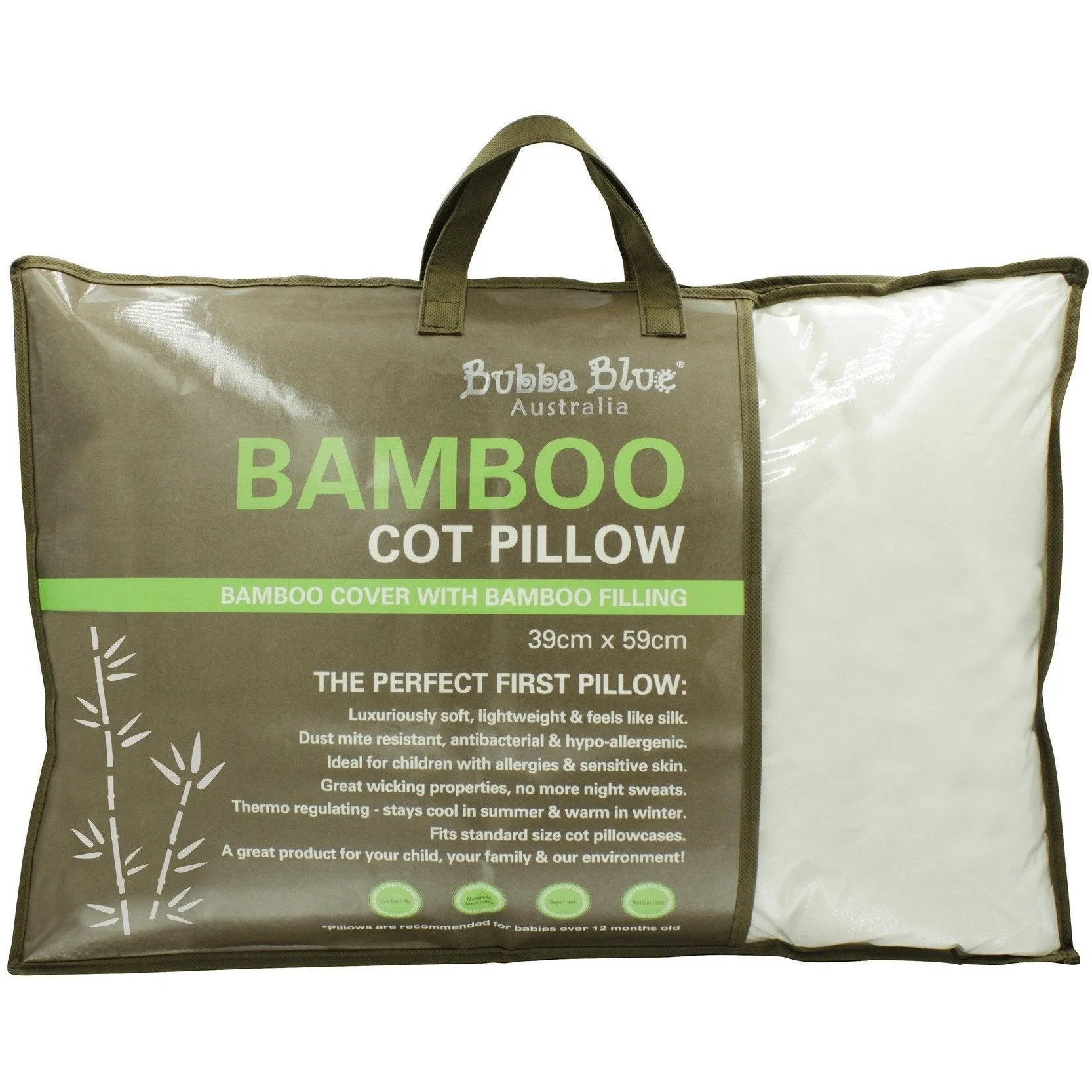 Bubba Blue Bamboo - White - Cot Pillow - Bamboo filling & casing with bamboo pillowcase