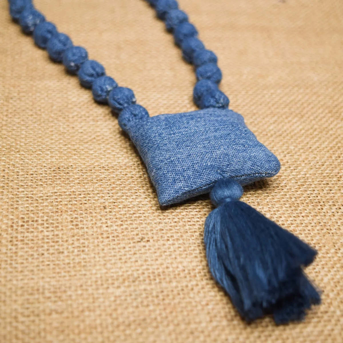 Chitra- Upcycled Denim Necklace by Dwij