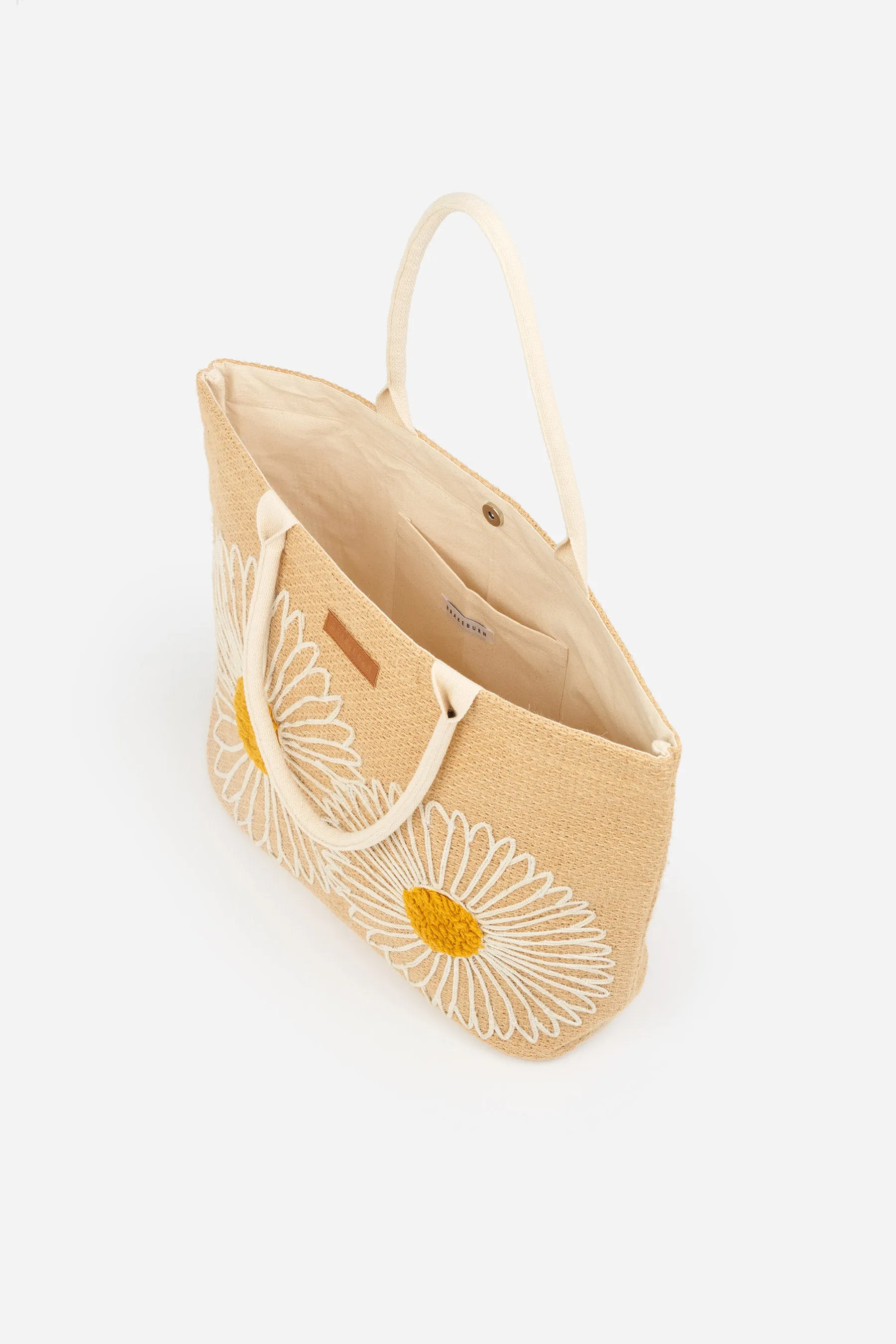 Daisy Jute Beach Bag