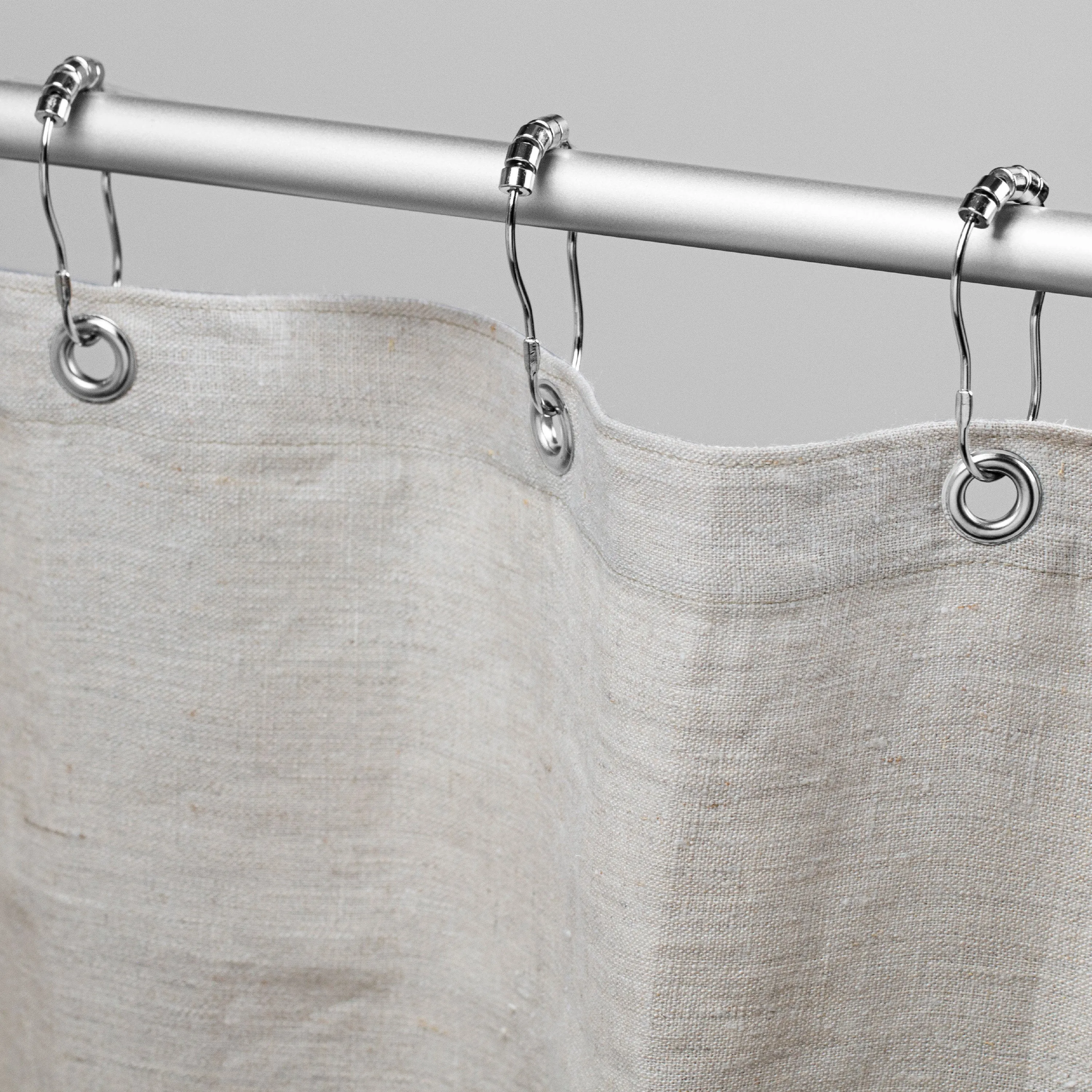 Eco-Friendly Hemp Shower Curtain with Roller Rings