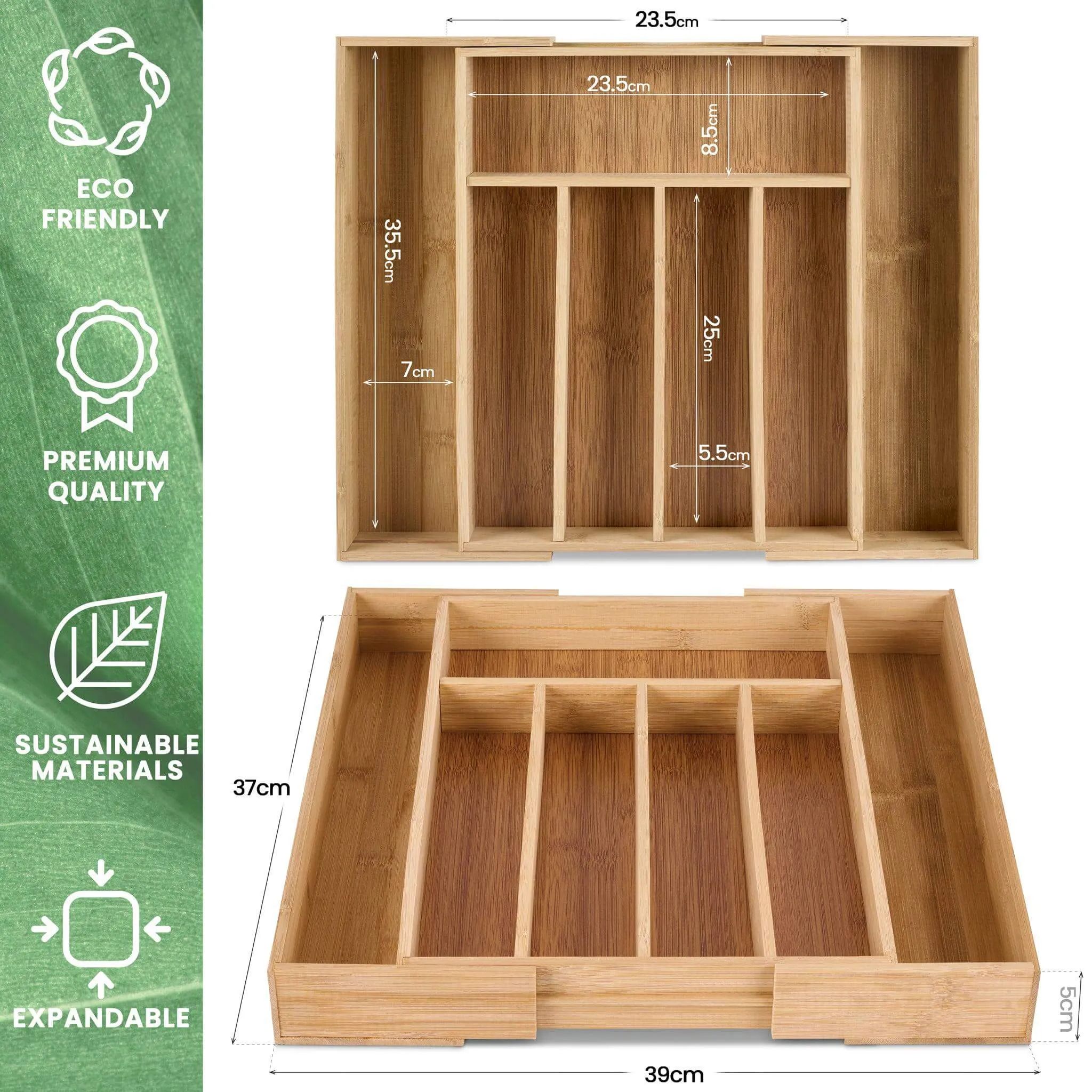 Expandable Bamboo Utensils Cutlery Tray