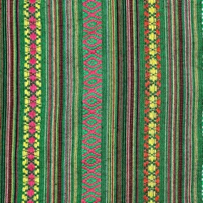 Green Stripes Tribal Print Recycled Jacquard Fabric