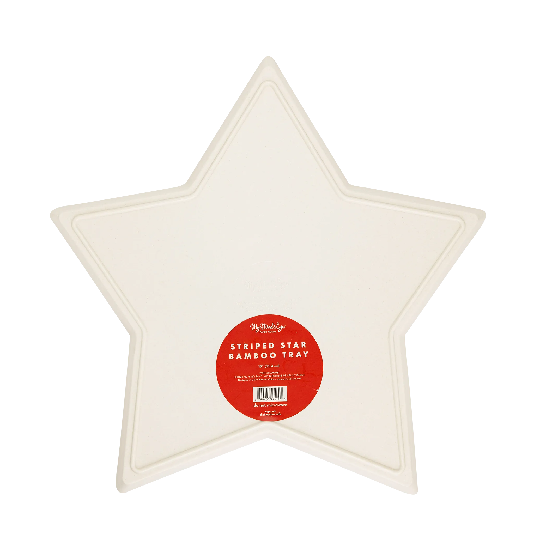 HAM1031 - Hamptons Star Shaped Red Stripe Reusable Bamboo Tray