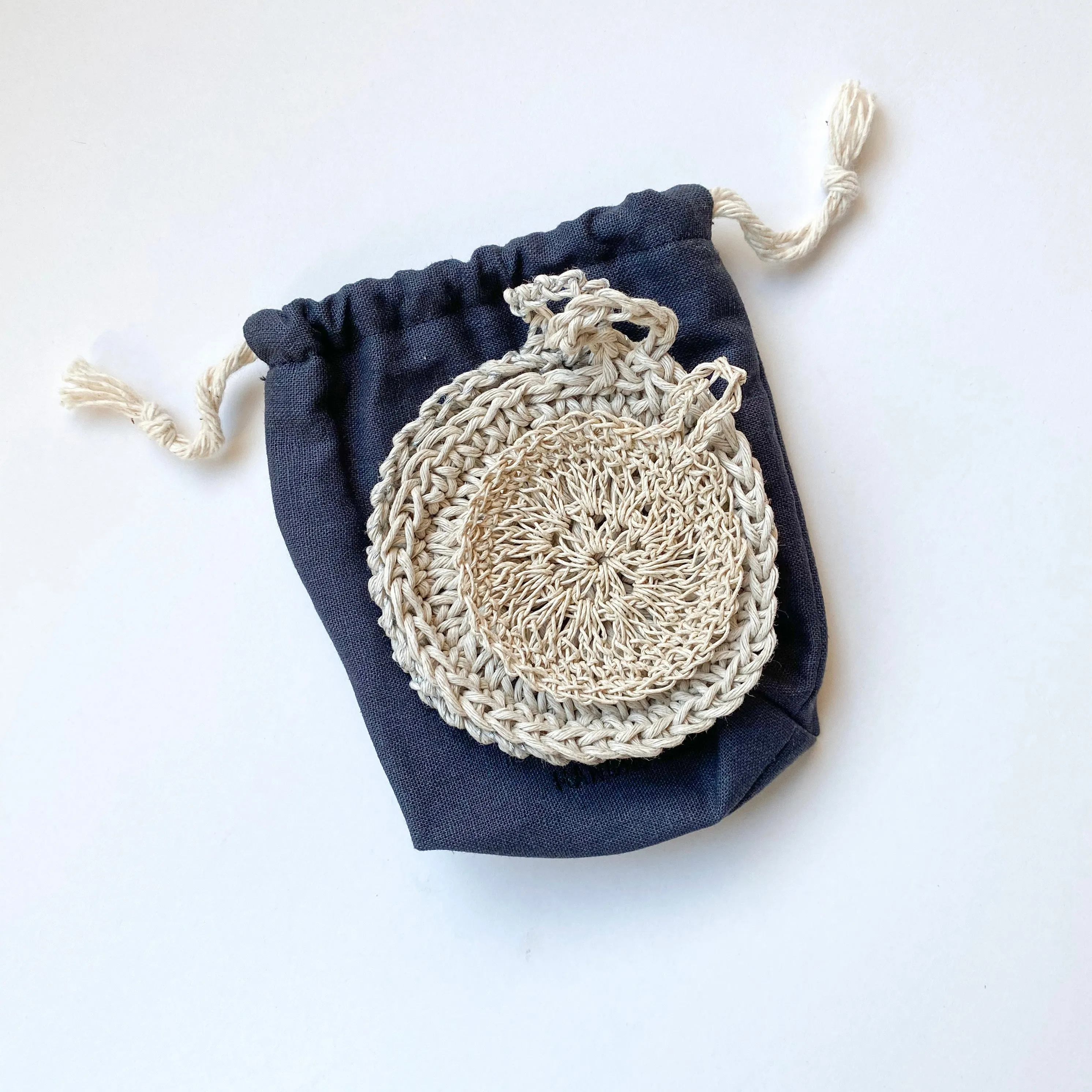 Hemp Scrubbies and Gift Bag - Navy Blue