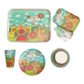 Jungle Theme 7 pcs Eco friendly Bamboo Fibre Garden/ Picnic/Home Meal set