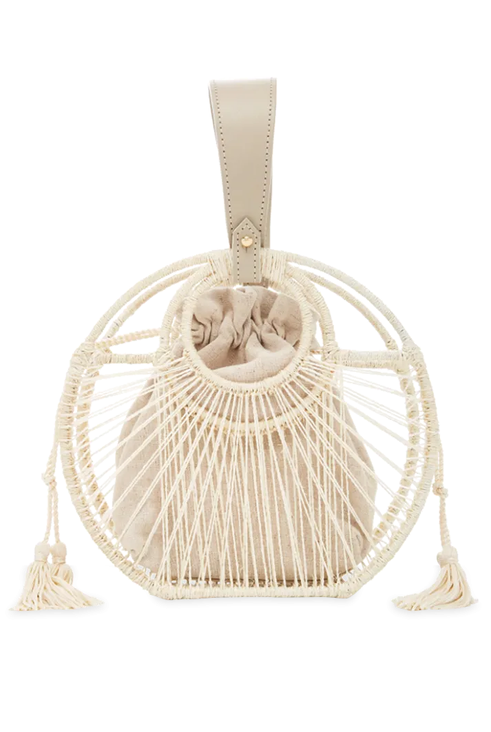 Langa Circular Woven Bag | White