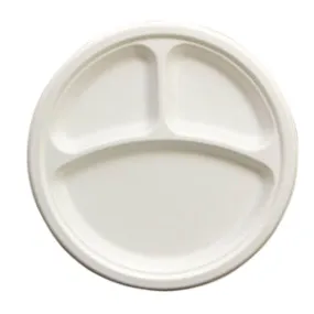 PLATE/ Bagasse Empress Earth/ 10" Three Compartment, Heavyweight Plate, 500/case-Food Service